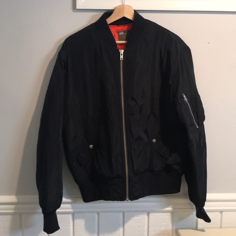 ASOS Men’s Navy Bomber Jacket with Quilted Lining